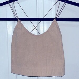 UO Out From Under rose gold shimmer cross strap cami Size Small